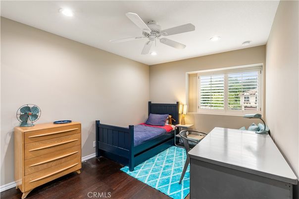 Bedroom, Home Office, Interior, Recessed Lighting, Wood Texture Flooring
