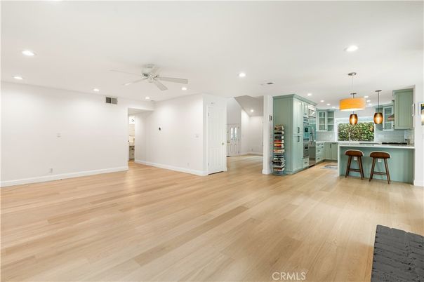 Interior, Kitchen, Pendant Lights, Recessed Lighting, Wood Texture Flooring