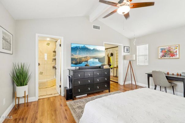 Bathroom, Bedroom, Glass Shower, Interior, Wood Texture Flooring