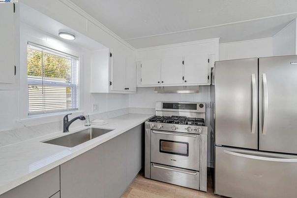 Interior, Kitchen, Stainless Steel Appliances, Wood Texture Flooring