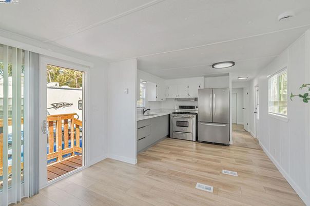 Interior, Kitchen, Stainless Steel Appliances, Wood Texture Flooring