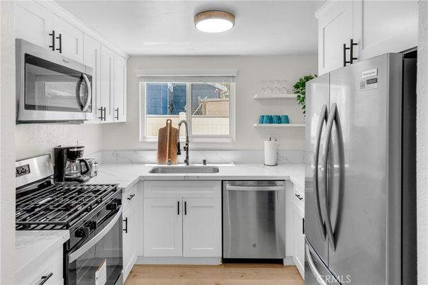 Interior, Kitchen, Stainless Steel Appliances, Wood Texture Flooring