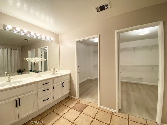 Bathroom, Dual Sink Vanities, Interior, Walk-in Closets, Wood Texture Flooring