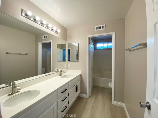 Bathroom, Dual Sink Vanities, Interior, Wood Texture Flooring