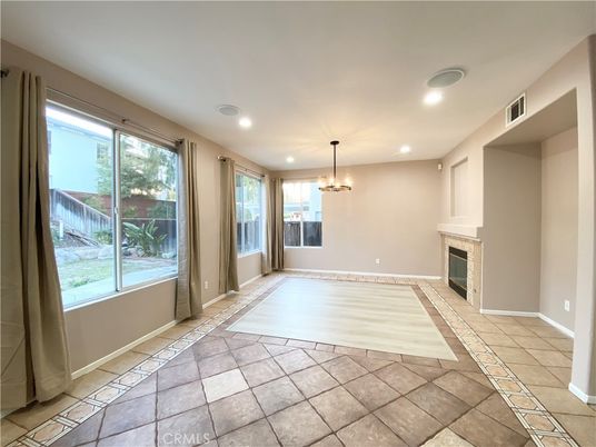 Empty room, Fireplace, Interior, Pendant Lights, Recessed Lighting