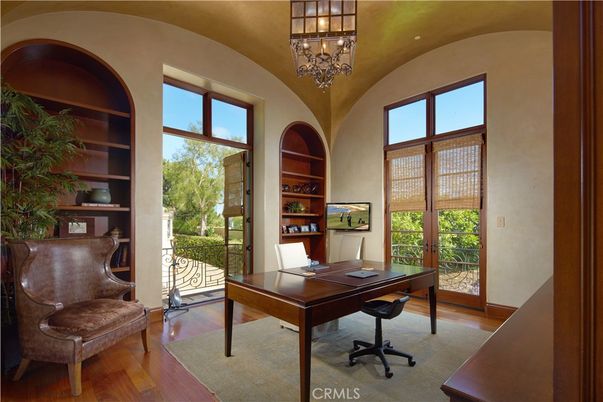 Chandelier, Home Office, Interior, Wood Texture Flooring