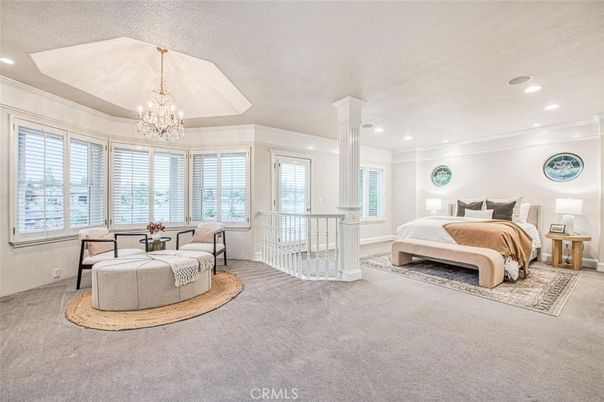 Bedroom, Chandelier, Interior, Recessed Lighting