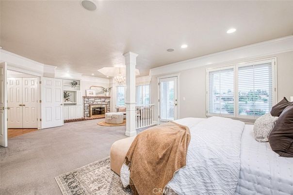 Bedroom, Chandelier, Fireplace, Interior, Recessed Lighting
