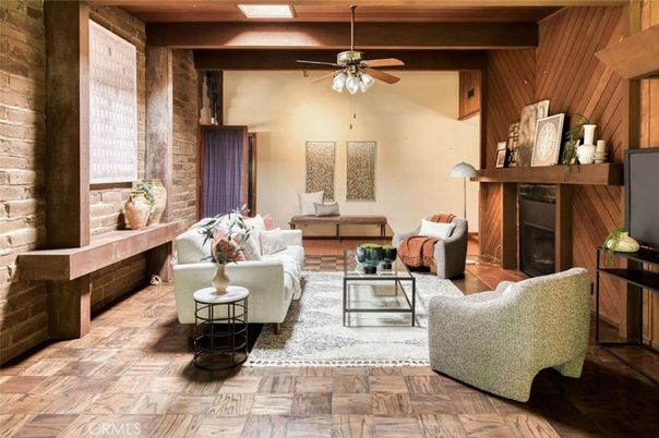 Fireplace, Interior, Living room, Stone Walls, Wooden Ceilings, Wood Texture Flooring