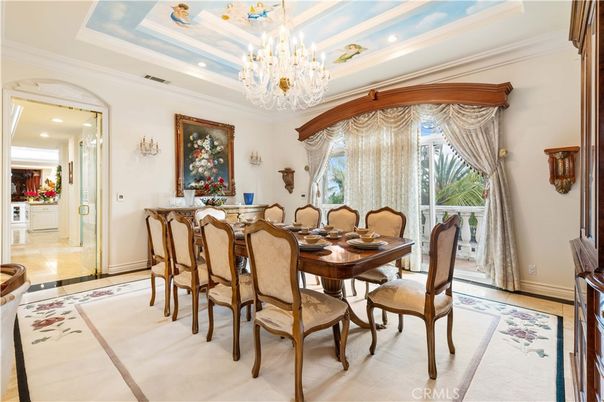 Chandelier, Dining room, Interior, Recessed Lighting