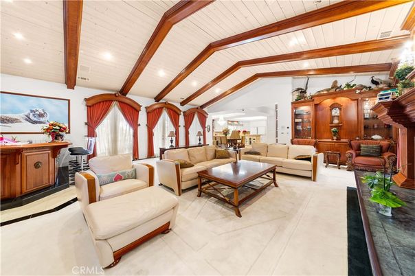 Interior, Living room, Recessed Lighting, Wooden Beams