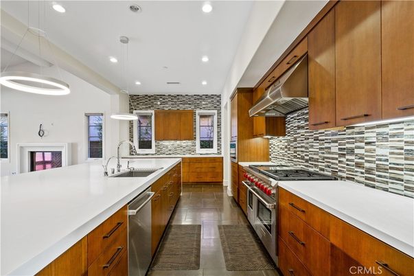 Interior, Kitchen, Pendant Lights, Recessed Lighting, Stainless Steel Appliances