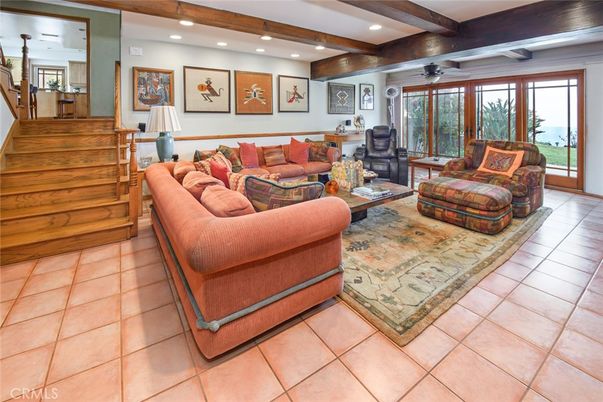 Interior, Living room, Recessed Lighting, Wooden Beams