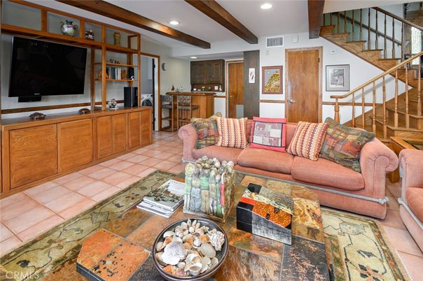 Interior, Living room, Recessed Lighting, Wooden Beams