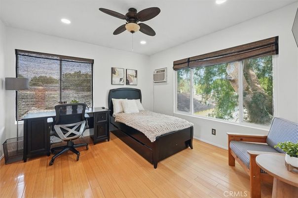 Bedroom, Home Office, Interior, Recessed Lighting, Wood Texture Flooring