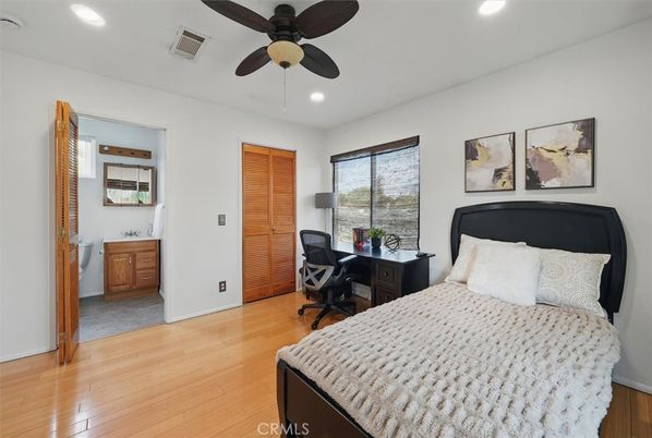 Bedroom, Home Office, Interior, Recessed Lighting, Wood Texture Flooring