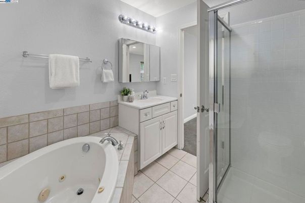 Bathroom, Dual Sink Vanities, Glass Shower, Interior, Tile Countertops