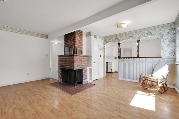 Fireplace, Interior, Stone Walls, Wood Texture Flooring