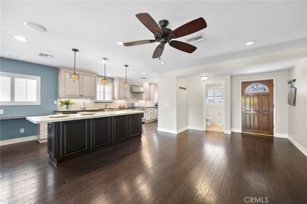 Interior, Kitchen, Pendant Lights, Recessed Lighting, Wood Texture Flooring