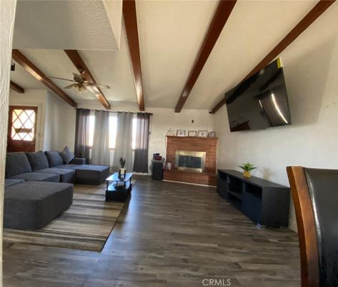 Fireplace, Interior, Living room, Wooden Beams, Wood Texture Flooring