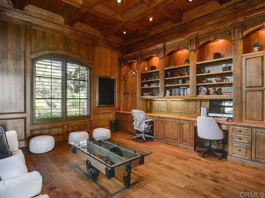 Home Office, Interior, Recessed Lighting, Wooden Beams, Wooden Ceilings, Wood Texture Flooring, Wooden Walls