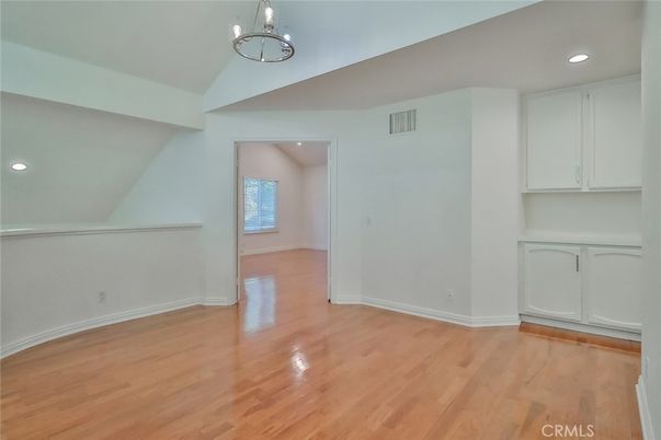 Empty room, Interior, Pendant Lights, Recessed Lighting, Wood Texture Flooring