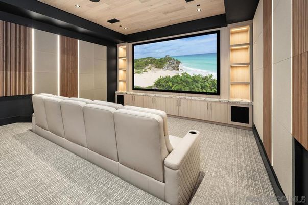 Home Theatre Room, Interior, Projection Screen, Recessed Lighting, Theatre Room, Wooden Ceilings