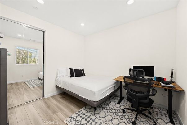 Bedroom, Home Office, Interior, Recessed Lighting, Wood Texture Flooring
