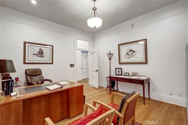 Home Office, Interior, Pendant Lights, Recessed Lighting, Wood Texture Flooring