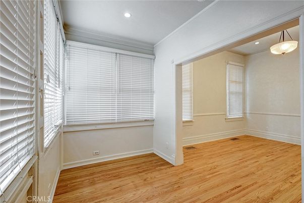 Empty room, Interior, Pendant Lights, Recessed Lighting, Wood Texture Flooring