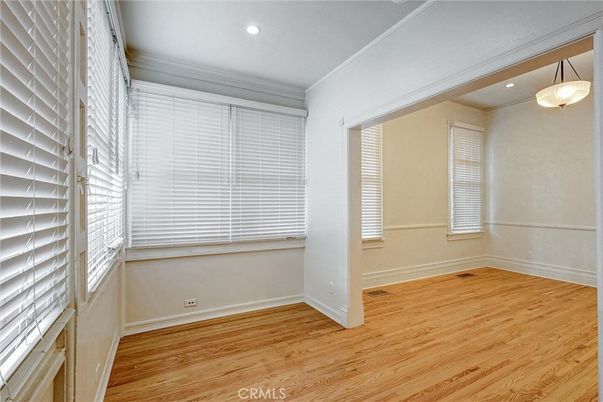 Empty room, Interior, Pendant Lights, Recessed Lighting, Wood Texture Flooring