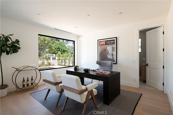 Home Office, Interior, Recessed Lighting, Wood Texture Flooring