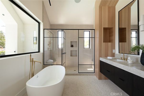 Bathroom, Dual Sink Vanities, Free Standing Baths, Glass Shower, Interior