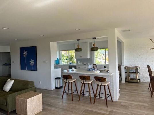 Interior, Kitchen, Pendant Lights, Recessed Lighting, Wood Texture Flooring