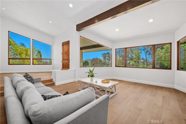 Interior, Living room, Recessed Lighting, Wooden Beams, Wood Texture Flooring