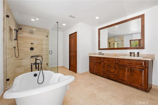 Bathroom, Dual Sink Vanities, Free Standing Baths, Glass Shower, Interior, Recessed Lighting