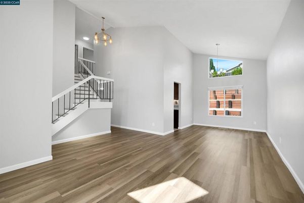 Empty room, Interior, Pendant Lights, Wood Texture Flooring