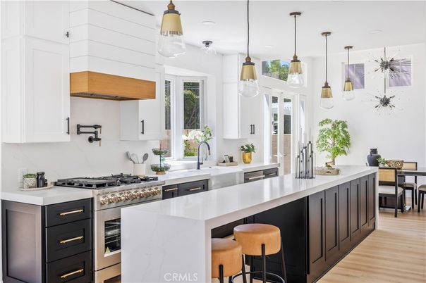 Interior, Kitchen, Pendant Lights, Stainless Steel Appliances, Wood Texture Flooring