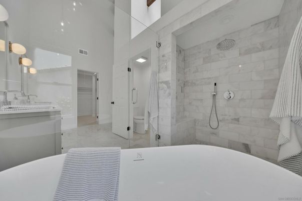 Bathroom, Glass Shower, Interior, Marble Walls