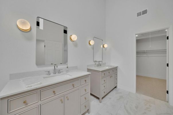 Bathroom, Dual Sink Vanities, Interior, Marble, Walk-in Closets