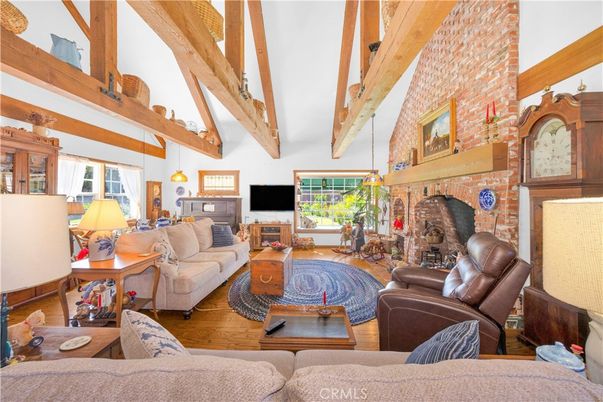 Fireplace, Interior, Living room, Stone Walls, Wooden Beams, Wood Texture Flooring