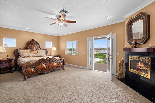 Bedroom, Fireplace, Interior, Recessed Lighting, Water