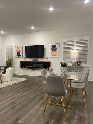 Dining room, Interior, Recessed Lighting, Wood Texture Flooring