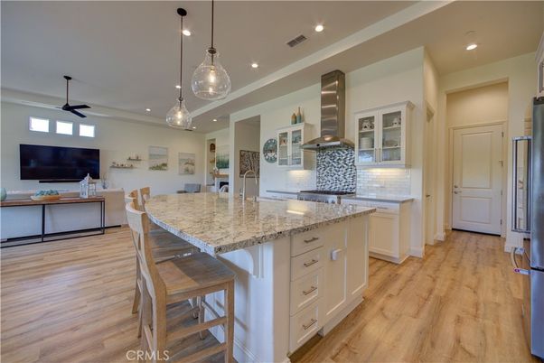Interior, Kitchen, Living room, Pendant Lights, Recessed Lighting, Stainless Steel Appliances, Wood Texture Flooring