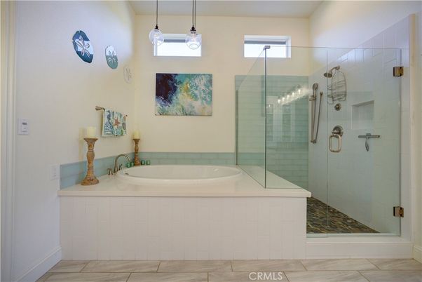 Bathroom, Glass Shower, Interior, Pendant Lights