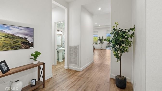 Bathroom, Interior, Recessed Lighting, Wood Texture Flooring