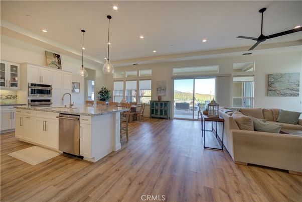 Interior, Kitchen, Living room, Pendant Lights, Recessed Lighting, Stainless Steel Appliances, Wood Texture Flooring