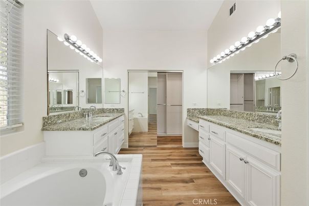 Bathroom, Dual Sink Vanities, Interior, Wood Texture Flooring