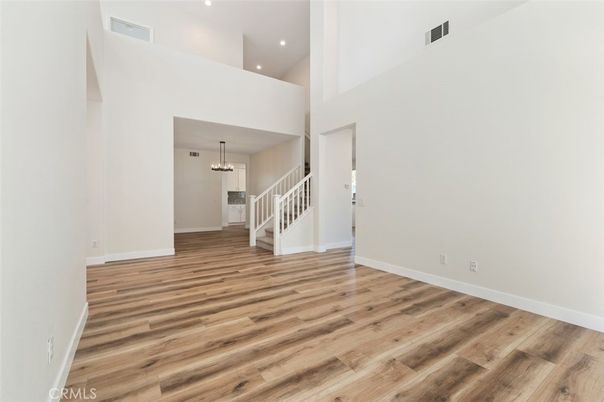 Empty room, Interior, Recessed Lighting, Wood Texture Flooring