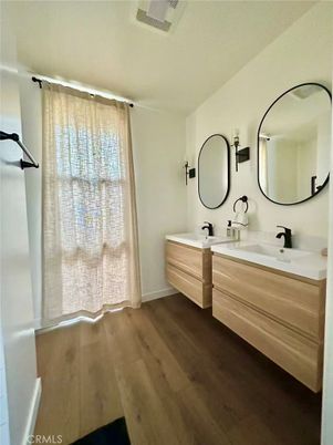 Bathroom, Dual Sink Vanities, Interior, Wood Texture Flooring